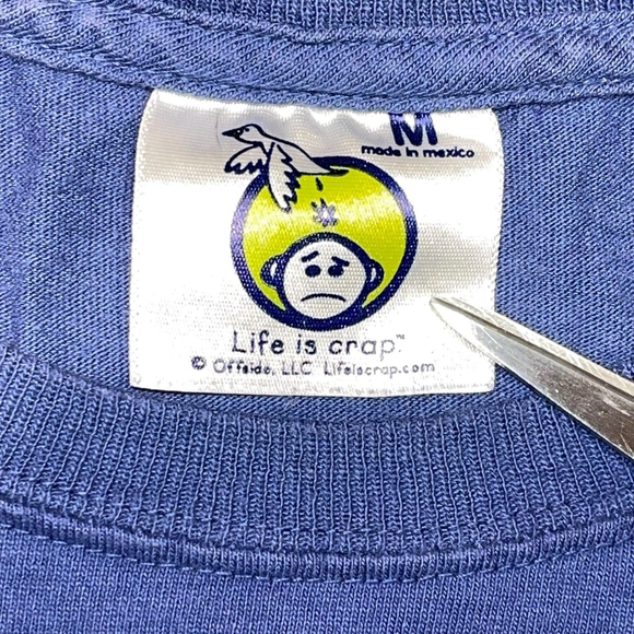 Mens Life Is Crap Blue Short Sleeve TShirt 90mph Cop Pulled Over 55mph Zone Sz M - Picture 10 of 11